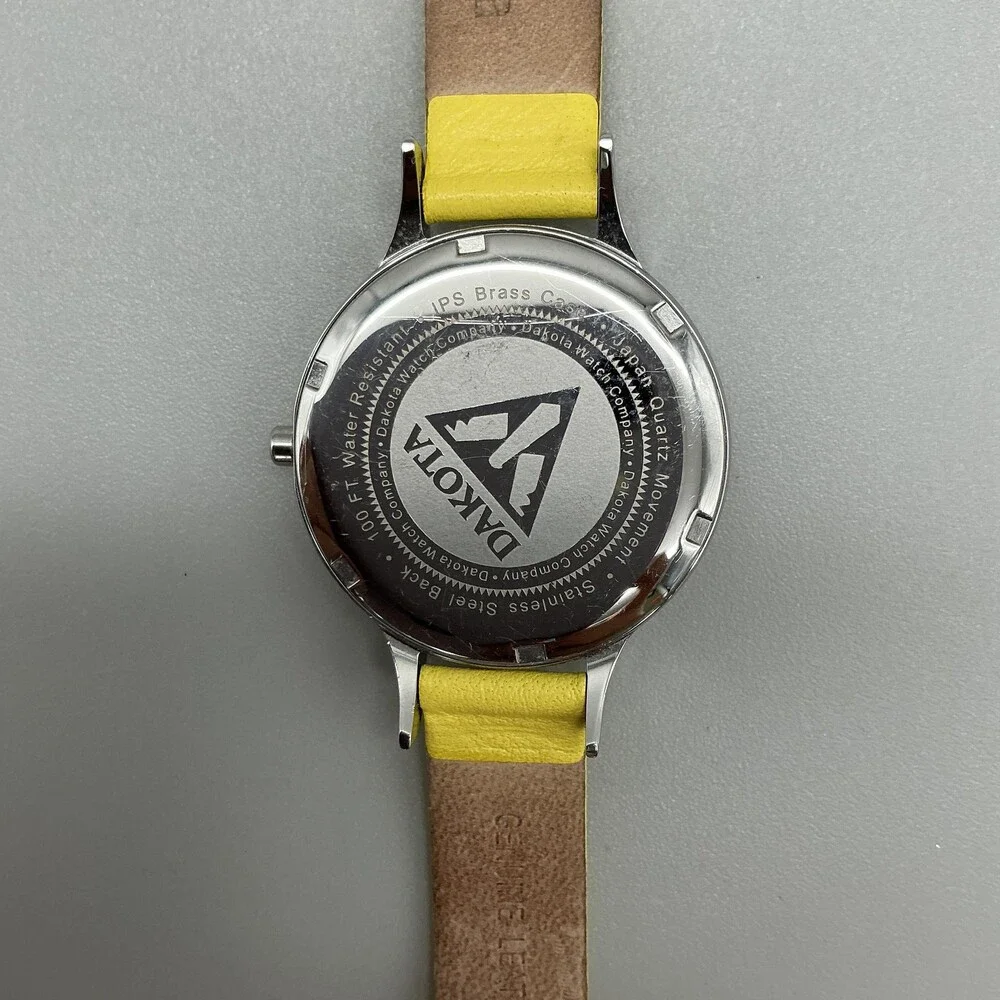 Dakota Womens Watch 36mm Yellow Sunburst Dial Leather 139900 New Battery